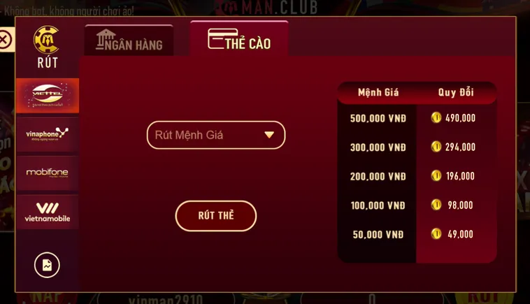 Rút Tiền Manclub Quy Trình Thanh Toán Thần Tốc Nhận Thưởng Lớn Mỗi Ngày